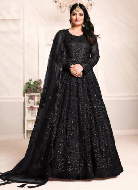 Black Colour Aanaya Vol 121 New latest Designer Ethnic Wear Net Anarkali Suit Collection 2101